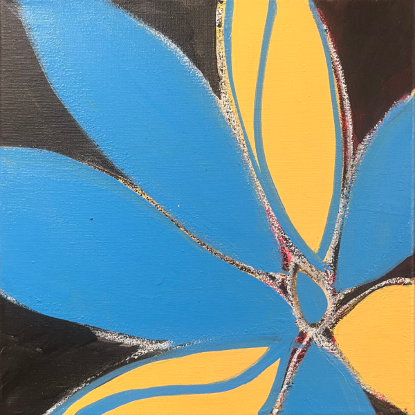 Flower 2024 #2, mixed media on canvas, 12x12 inches