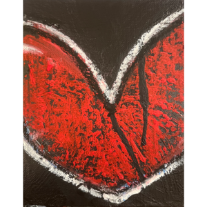 Heart 2025 #1, mixed media on canvasboard, 7x5 inches