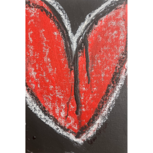 Heart 2025 #7, mixed media on canvasboard, 6x4 inches