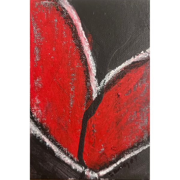 Heart 2025 #8, mixed media on canvasboard, 6x4 inches