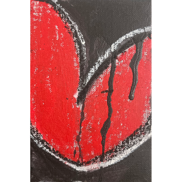 Heart 2025 #9, mixed media on canvasboard, 6x4 inches