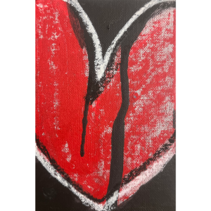 Heart 2025 #10, mixed media on canvasboard, 6x4 inches